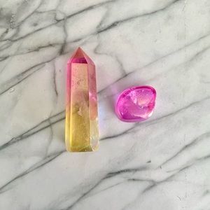 Pink Aura Crystal Duo